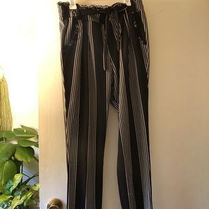 Black and white striped pants